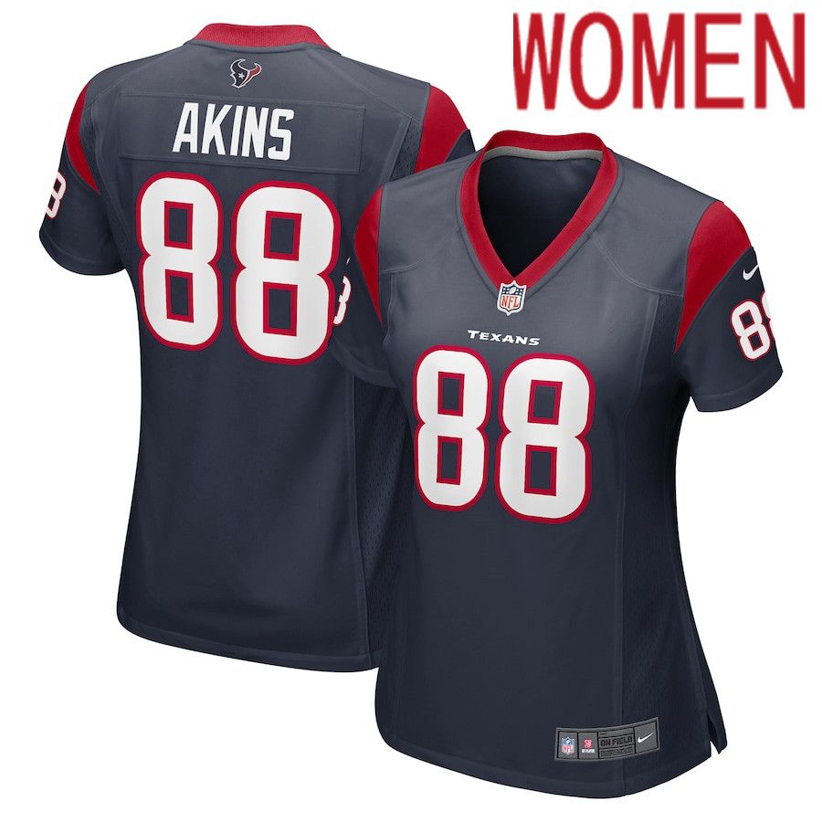 Women Houston Texans #88 Jordan Akins Nike Navy Game NFL Jersey